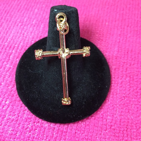 Golden Cross with rope ties pendant - Picture 2 of 5